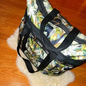 LeSportsac Nylon Leaf and Jungle Animal Print LARGE TOTE BAG